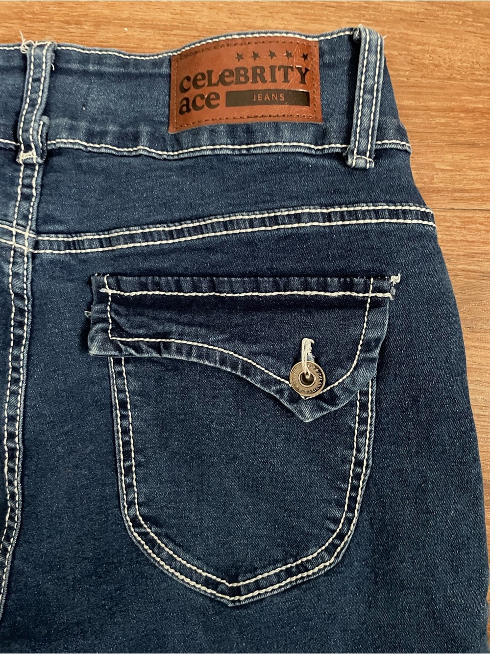 Celebrity Ace Dark Blue High-Rise Straight Flare Jeans - Picture 5 of 9